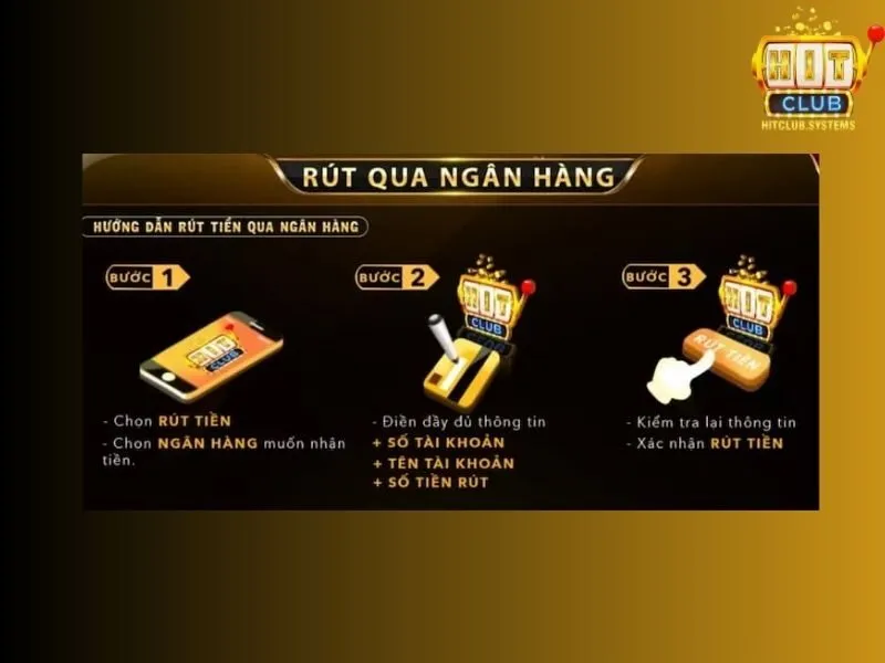 Các bước rút tiền qua tài khoản ngân hàng tại Hit Club